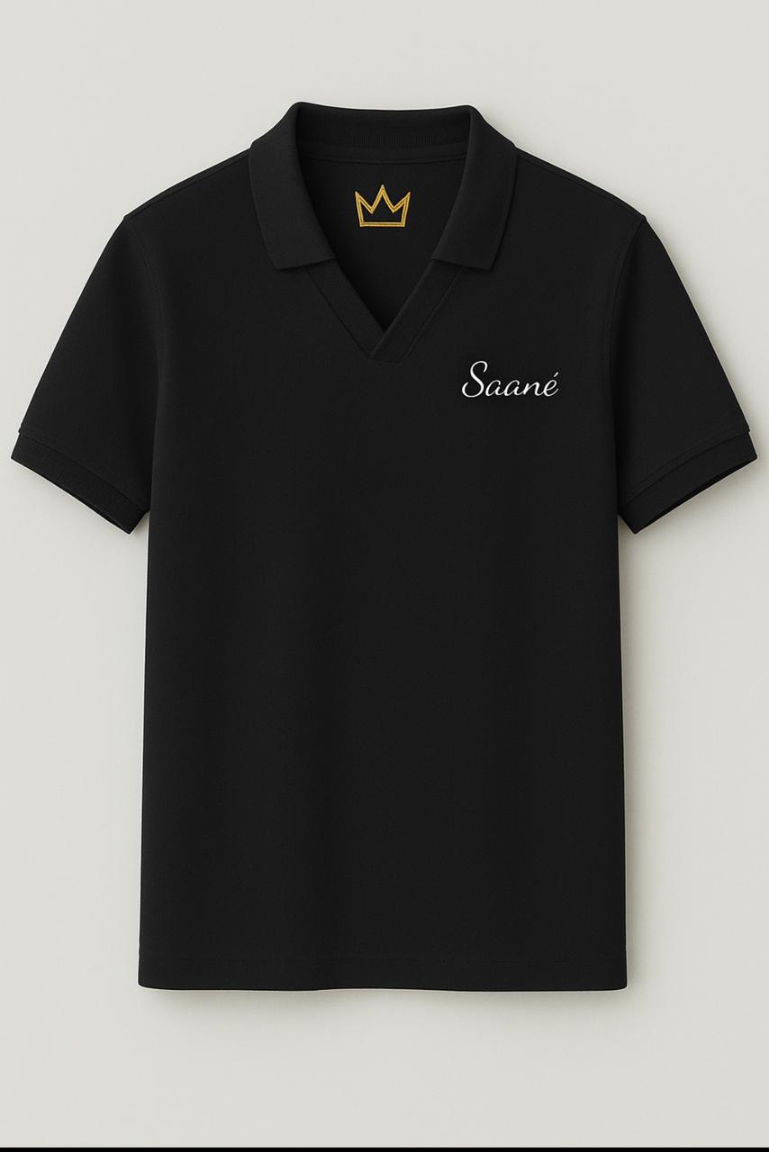 قميص بولو أسود محبوك