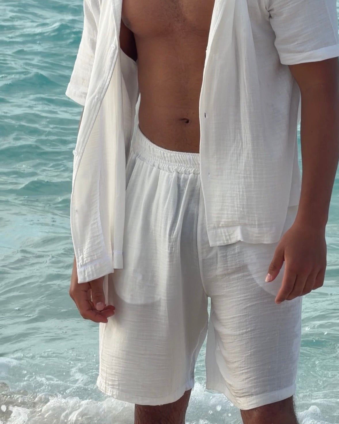 The linen white shorts