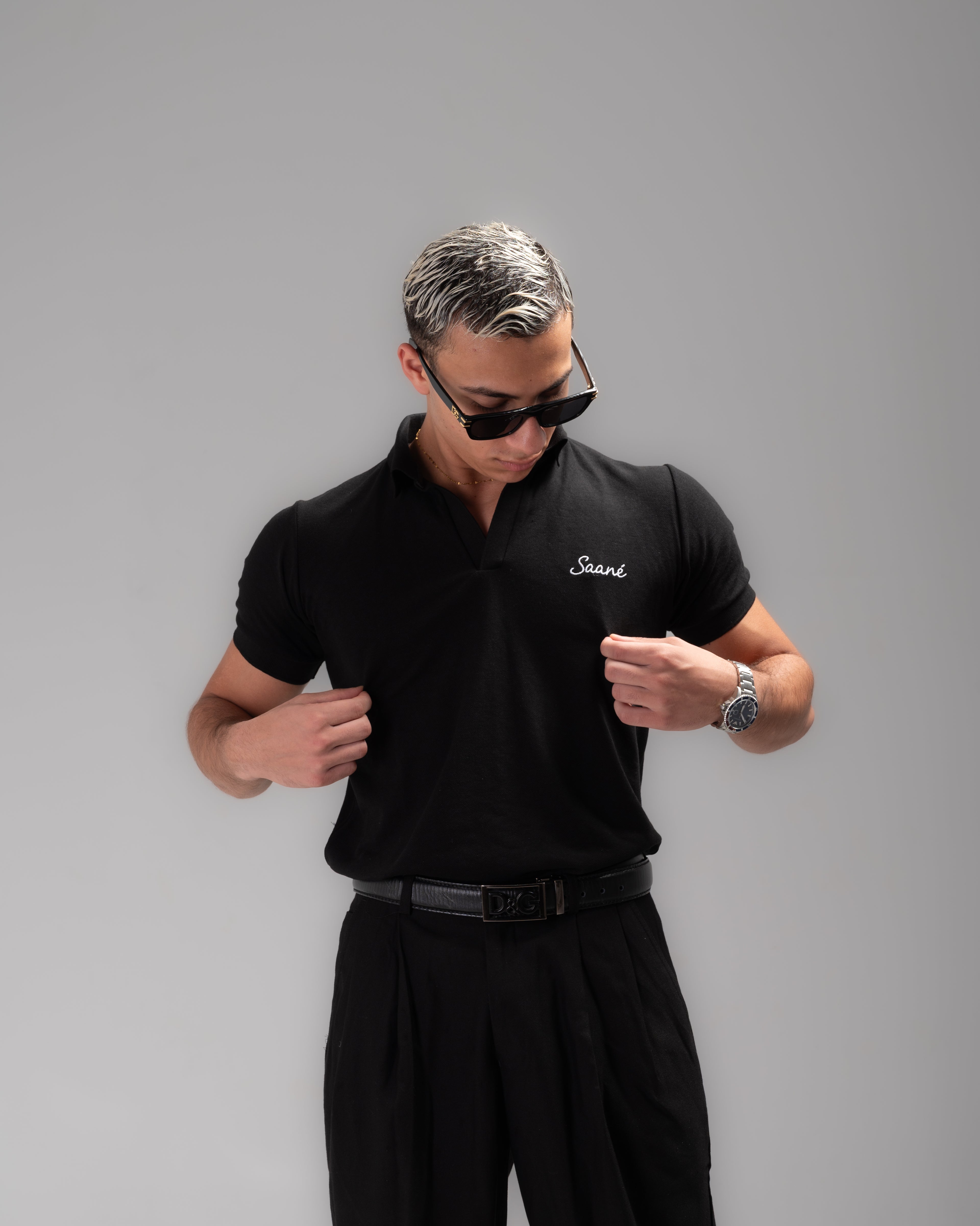 Black Knit Polo