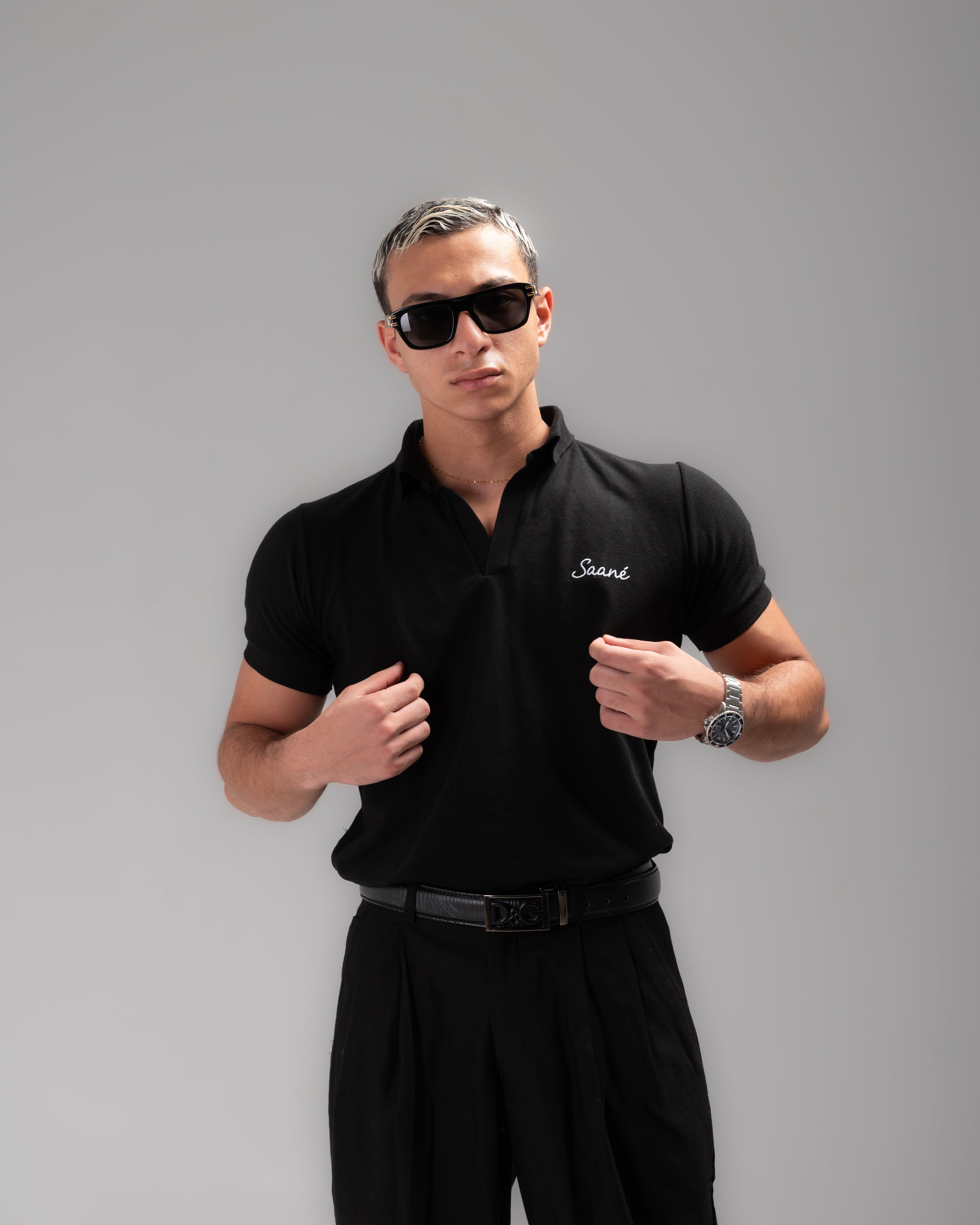 Black Knit Polo